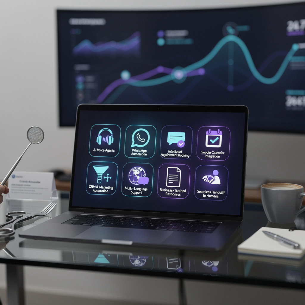 Assistia AI automation dashboard showing intelligent appointment booking and customer interaction features for Caribbean businesses